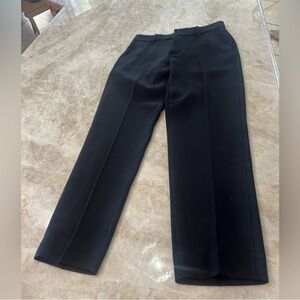 VINCE BLACK CROP JAPANESE CREPE FLAT FRONT STRAIGHT LEG TROUSER WITH BACK POCKET